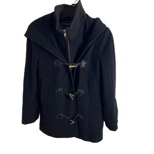 George Simonton Australian Lambswool Cashmere Jacket Sz 4 Black Hooded Collared